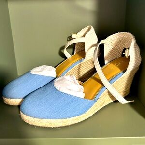 Ankle-strap espadrille wedges